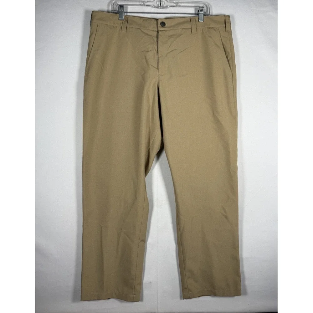 BluffWorks Original Commuter Work Play Pants Men's 38x30 Beige Relaxed Fit NYC